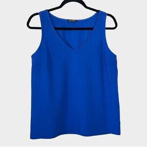 CLUB MONACO Cobalt Blue Textured V-Neck Tank Top Size Large Summer Office